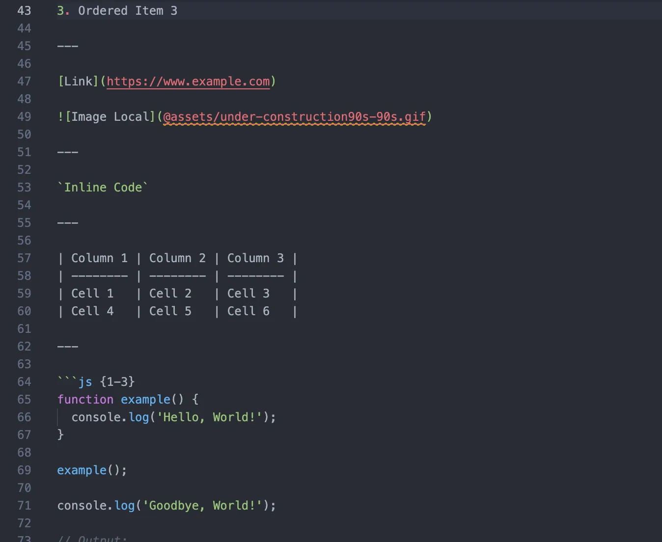 MDX examples for styling testing